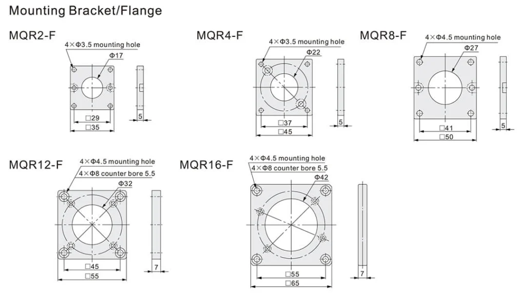 MQR Rotary Union Joint Dimensions