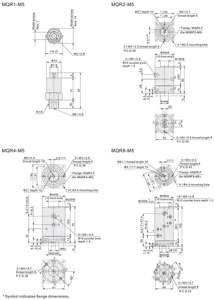 MQR Rotary Union Joint Main Dimensions