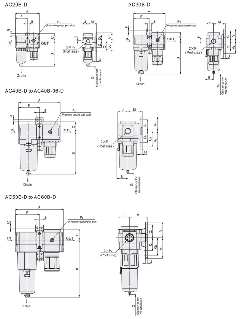 ac20b d to ac60b d air filter regulator design